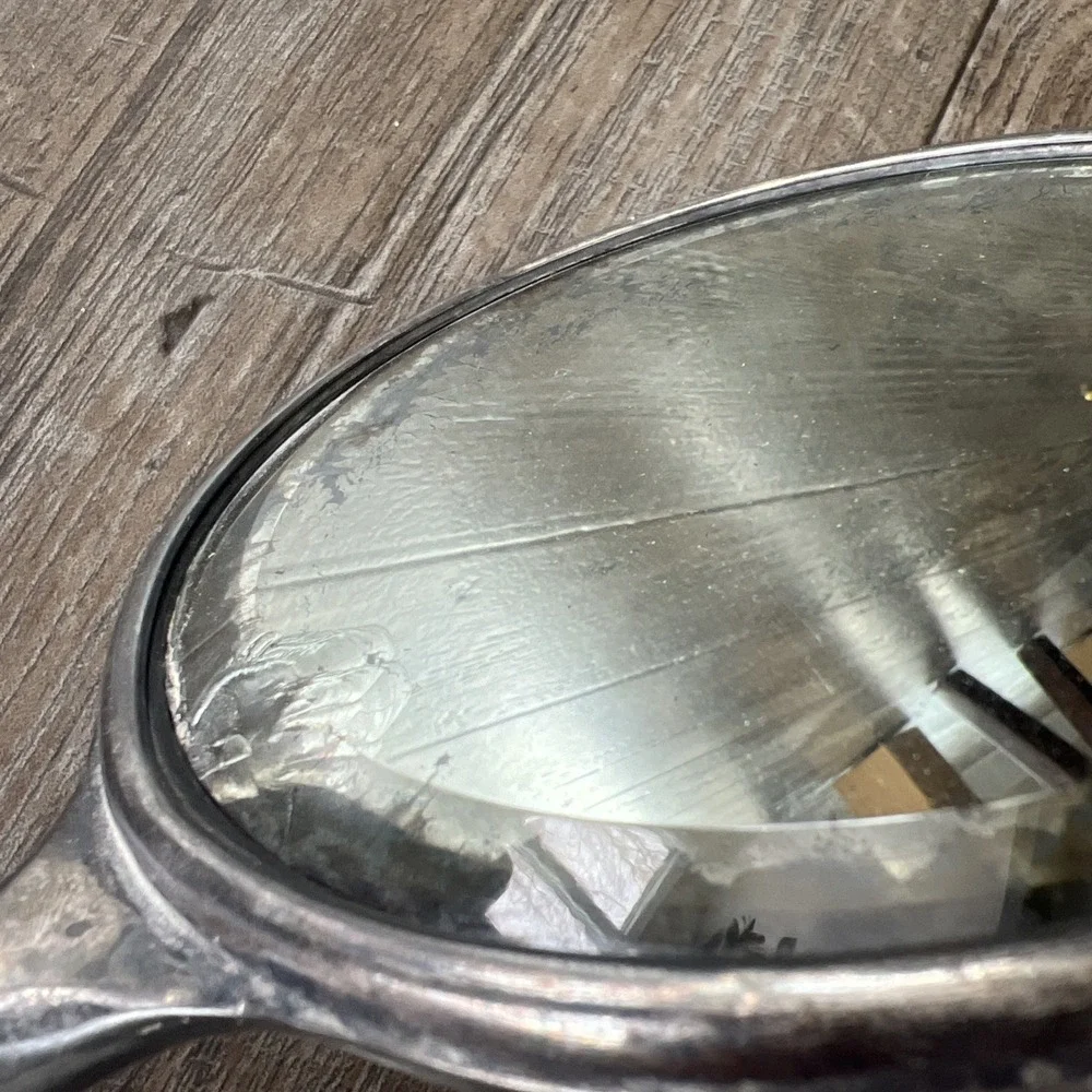 Antique American Silver Plate Co. Hand Mirror Brush Set Floral Vanity‎ Nouveau